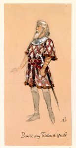 Frankreich, Paris, Kostümentwurf für Kurwenal in Tristan und Isolde von Richard Wagner für Aufführung im Pariser Palais Garnier