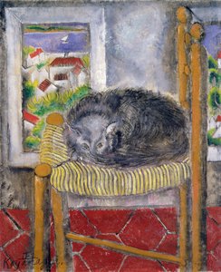 Katze auf einem Strohstuhl von Sei Koyanagui