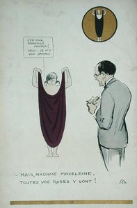 Der Künstler zeichnet Madeleine Vionnet (1876-1975) aus 