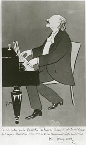 Französischer Komponist Jules Massenet beim Spielen