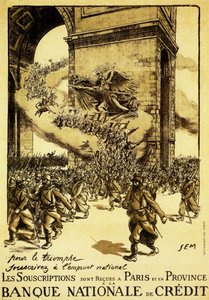 Politisches Plakat. Frankreich. 1917. Im Namen des Triumphs, dem nationalen Kredit beitreten. von Sem (1863 1934)