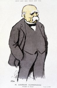 Porträt von Georges Clémenceau - gezeichnet von Sem (1863 - 1934), in „Fantasio“ vom 01/02/1918, Nr. 265