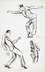 Zwei Herren in schwarzer Krawatte führen La Danse Havas zu einem Saxophon auf, aus White Bottoms, veröffentlicht 1927 von Sem