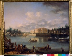 Blick auf den Kamennoostrovski-Palast vom Strogonov-Kai, Sankt Petersburg