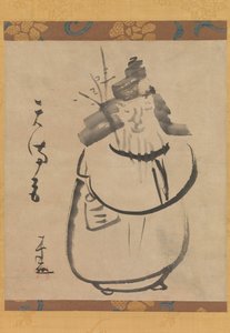 Tenmangu, Sugawara no Michizane als Tenjin auf dem Weg nach China, frühes 19. Jahrhundert von Sengai Gibon