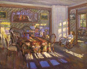 Sonnenlicht durch bunte Glasfenster, 1916