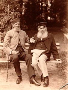 Yakov Polonsky und Afanasy Fet, russische Dichter, ca. 1890 von Sergei Dmitrievich Botkin