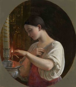 In der Kirche, 1860er von Sergei Ivanovich Gribkov