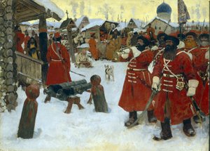 Die Truppe der Strelizen - Sergei Wassiljewitsch Iwanow, Öl auf Leinwand von Sergei Ivanovich Gribkov