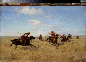 Kampf zwischen Dnepr-Kosaken und Tataren von Sergei Ivanovich Vasilkovsky