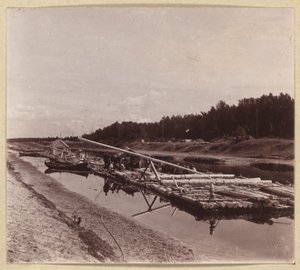 Holzflöße, Wolga-Ostsee-Wasserstraße, Russland von Sergei Mikhailovich Prokudin Gorskii