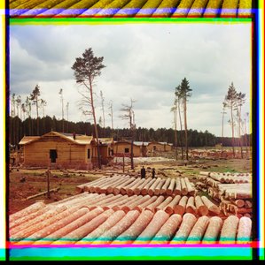 Holz für den Eisenbahnbau, Shadrinsk, Sibirien von Sergei Mikhailovich Prokudin Gorskii