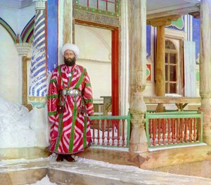 Ein Minister des Emirats Buchara in formeller Kleidung, ca. 1910 (Foto) von Sergey Prokudin Gorsky
