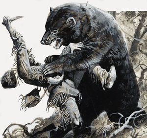 Hugh Glass wird von einem Bären angegriffen