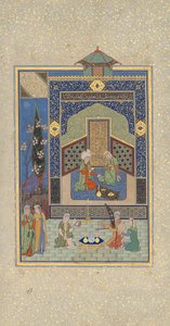 Bahram Gur im Türkisen Palast am Mittwoch, Folio 216 aus einem Khamsa, AH 931/AD 1524-25 von Shaikh Zada