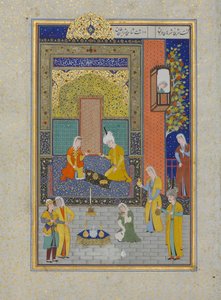 Bahram Gur im Gelben Palast am Sonntag, Folio 213 aus einem Khamsa von Shaikh Zada