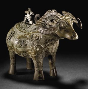 Rituelles Widder-Weingefäß, Gong von Shang Dynasty Chinese School