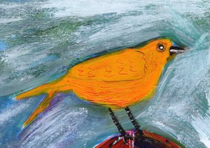 Lebendiger Oranger Vogel von Sharyn Bursic