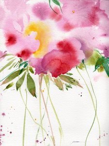 Abstrakte Rosa Aquarellblüten