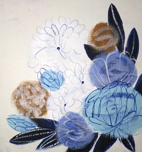 Abstrakter blauer Blumenstrauß von Shelley Hampe