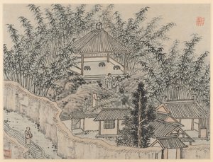 Zwölf Ansichten des Tigerhügels, Suzhou: Bambuspavillon, Tigerhügel, nach 1490