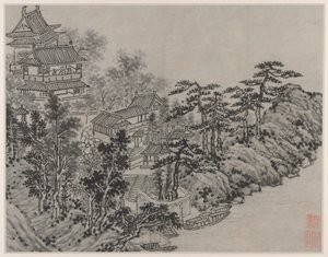 Zwölf Ansichten des Tigerhügels, Suzhou: Wolkenkletterpavillon von Shen Zhou