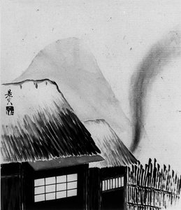 Hütte und Berge, 19. Jahrhundert von Shibata Zeshin