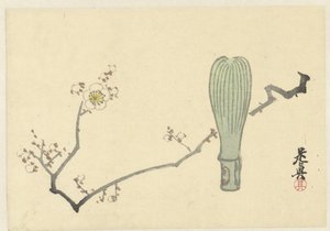 Pflaumenblüte und ein Teeklopfer von Shibata Zeshin