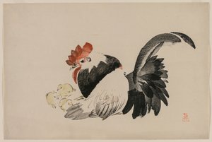 Hahn, Henne und Küken, ca. 1880er Jahre