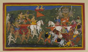 Rāma und Rāvaṇa kämpfen heftig, während Omen Rāvaṇas Niederlage vorhersagen von S?hibdin S?hibdin