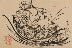 Holzschnitt - Takarabune, 19. Jahrhundert von Shigematsu Enrosai