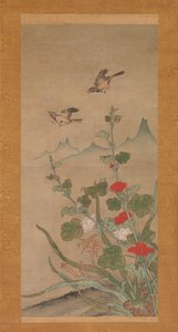 Vögel und Blumen des Sommers und Herbstes, Mitte des 16. Jahrhunderts von Shikibu Terutada
