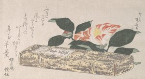 Kamelienblüte und Yokan, eine Art Bohnengelee, in Bambushaut gewickelt, 1811 von Shinsai