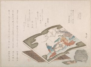 Illustrierte Bücher und ein Räuchergefäß, 19. Jahrhundert von Shinsai