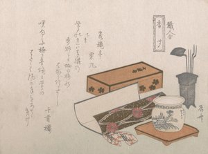 Utensilien für die Weihrauchzeremonie, „Weihrauchmeister“ Kogiki, aus der Serie An Arra..., ca. 1810er Jahre