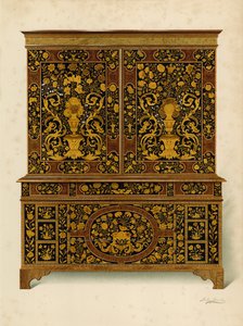 Kabinettschrank mit Marketerie eingelegt, Eigentum des Marquess of Exeter von Shirley Charles Llewellyn Slocombe