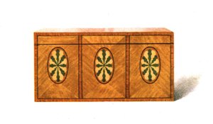 Intarsien-Satinholz-Teekiste, 1908 von Shirley Charles Llewellyn Slocombe