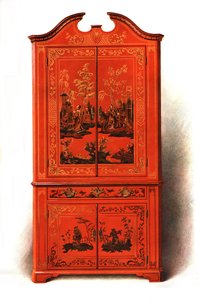 Roter Lackschrank, 1907-1908 von Shirley Charles Llewellyn Slocombe