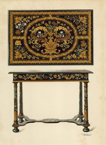 Tisch mit Marketerie eingelegt, Eigentum von Lord Zouche of Haryngworth
