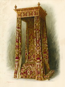 Gepolstertes Bett, Hampton Court Palace von Shirley Charles Llewellyn Slocombe