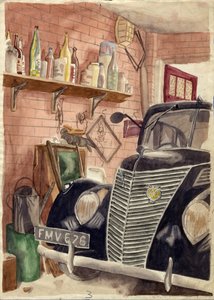 Auto in der Garage, ca. 1950 von Shirley Markham