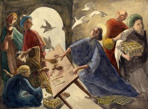 Christus vertreibt die Händler aus dem Tempel, ca. 1950 von Shirley Markham