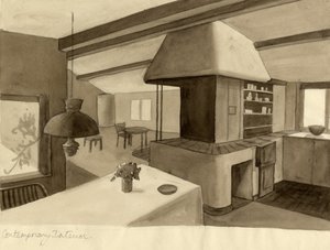 Zeitgenössisches Interieur, ca. 1950 von Shirley Markham