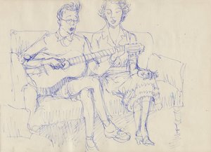 Paar mit Gitarre von Shirley Markham