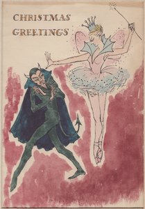 Teufel und Fee, Weihnachtskarte, 1952 von Shirley Markham