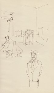 Wächter in einer Kunstgalerie, ca. 1950