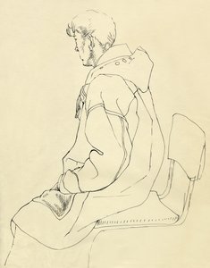 Sitzender Mann im Dufflecoat, ca. 1952
