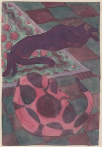 Schlafender Hund und Katze, ca. 1951 von Shirley Markham