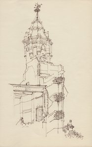Turm eines zerstörten Gebäudes, ca. 1950 von Shirley Markham