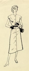 Frau im Gürtelkleid, ca. 1950